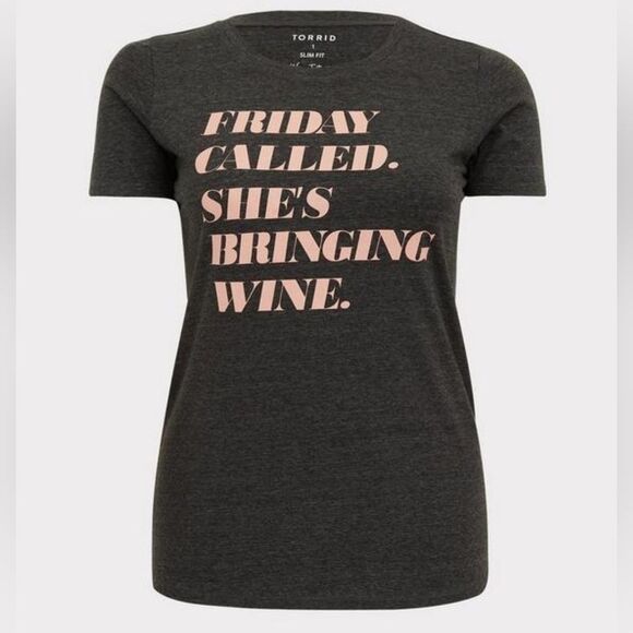 TORRID Friday Called Charcoal Grey Crew Tee - Picture 5 of 8
